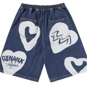 Evisu x Genanx Colorblock Print Bermuda Denim Shorts Jeans New